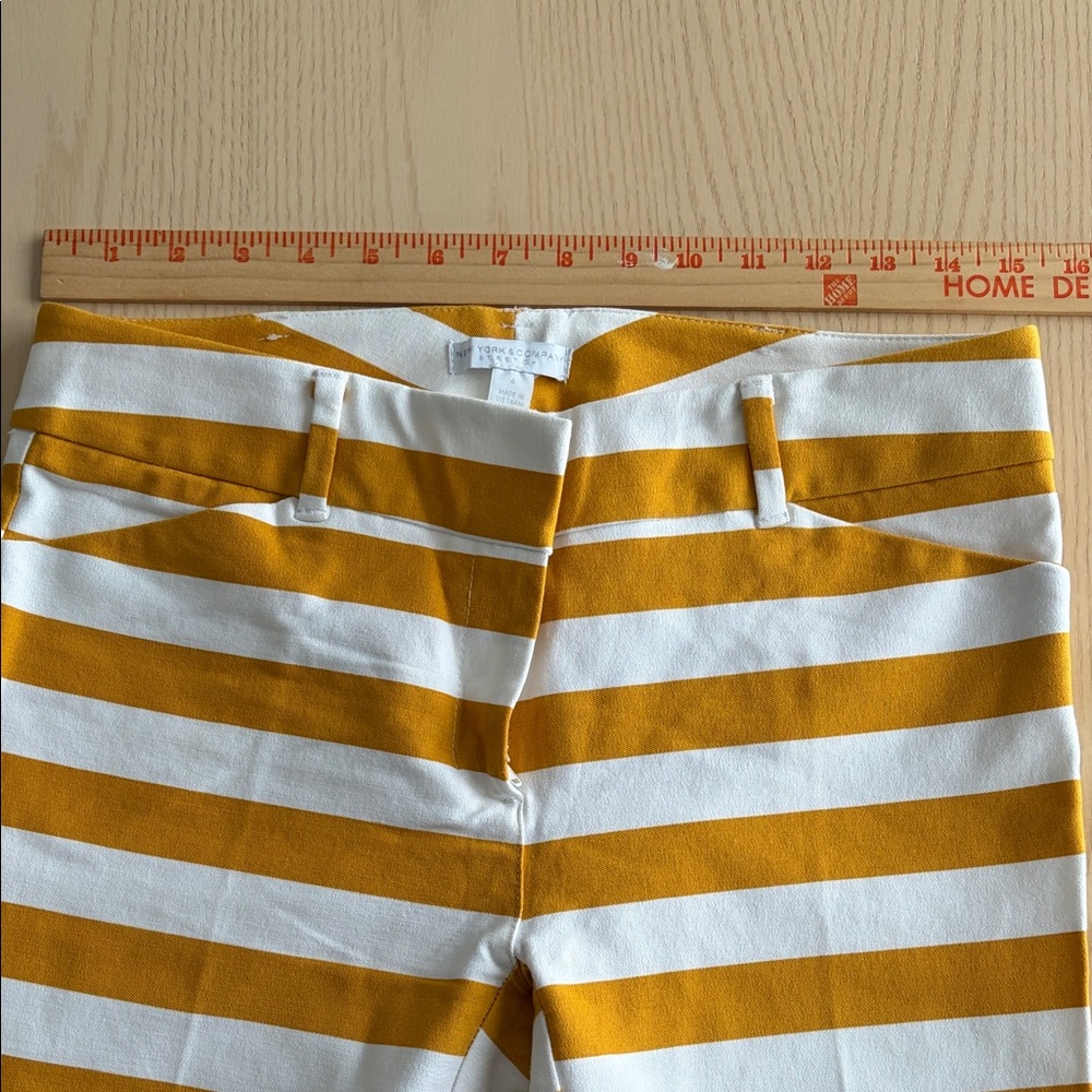 New York & Company Yellow and White Striped Pants - Picture 3 of 7